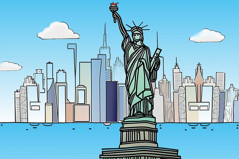 Manhattan mit der Freiheitsstatue landscape von Harmanna Digital Art