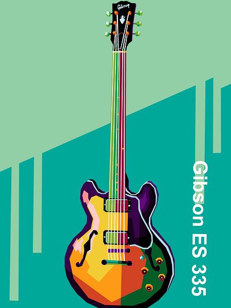 Gitarrenserienmusik im Pop-Art-Portrait von miru arts