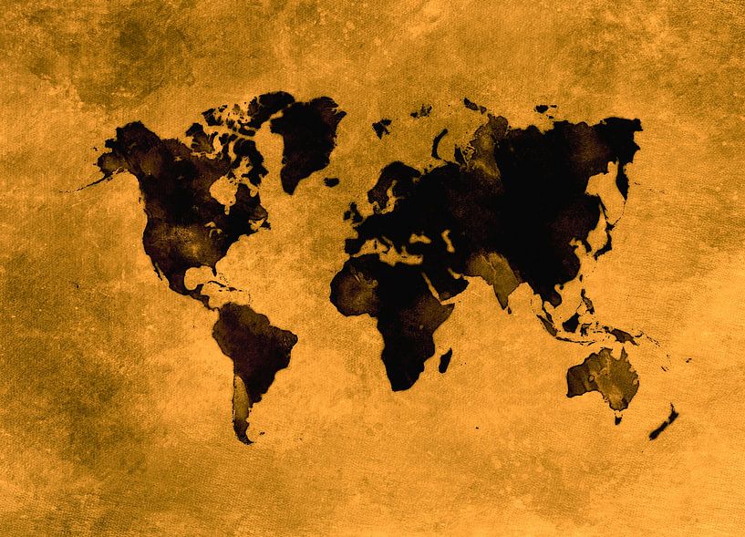 world map black orange #map #worldmap by JBJart Justyna Jaszke