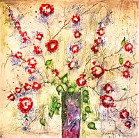 Roter Buschrosenstrauß