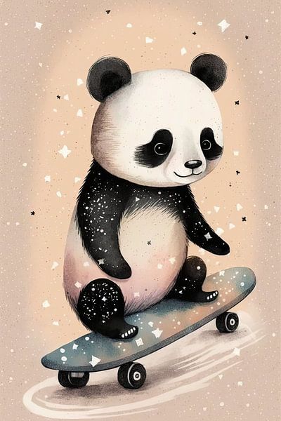 Panda auf einem Skateboard Kinderzimmer von Your unique art