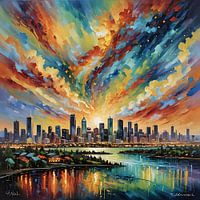 Die Skyline von Perth am Abend