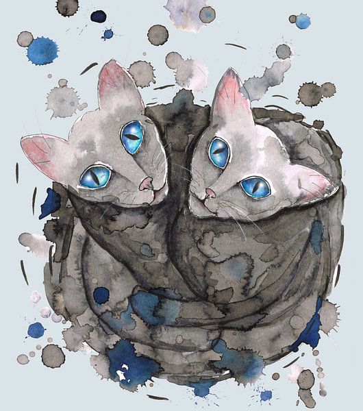 Two gray cat sisters by Bianca Wisseloo
