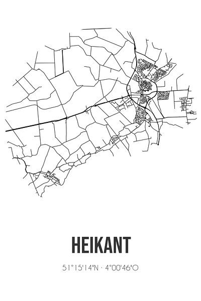 Heikant (Zeeland) | Carte | Noir et Blanc par Affiches de lieux