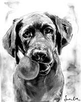Schilderij van een Labrador Retriever hond