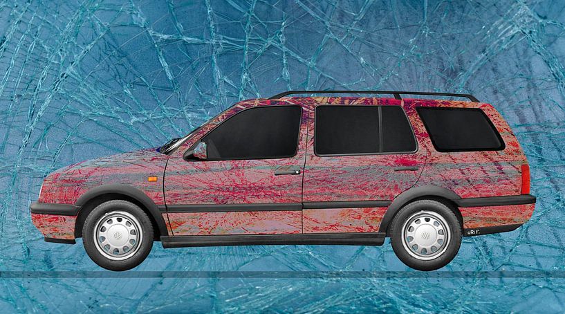 VW Golf 3 Variant Art Car en rouge splinter par aRi F. Huber