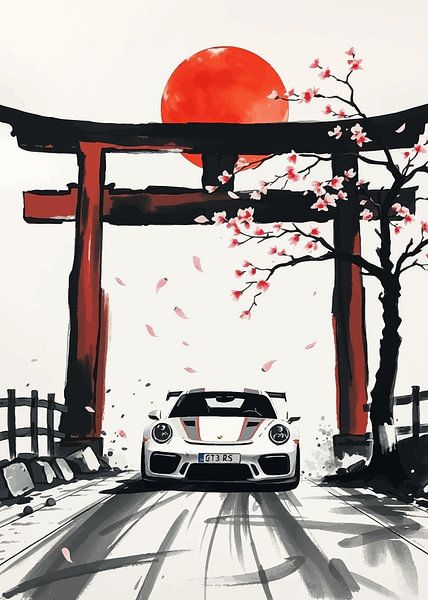 Porsche 911 GT3 RS Red Sun and Torii Gate 3 by MIROKKU