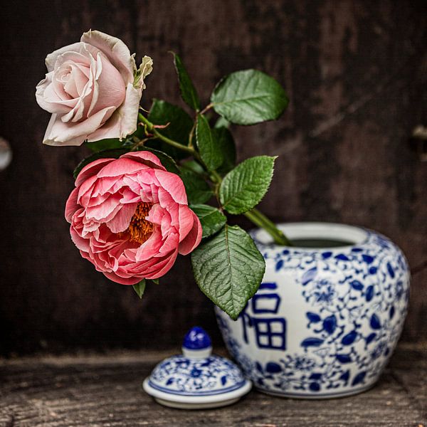 Still life peony by Irene van de Wege