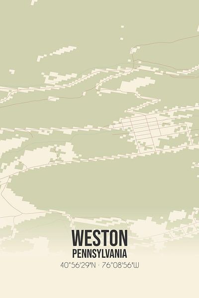 Alte Karte von Weston (Pennsylvania), USA. von Ortsdrucke