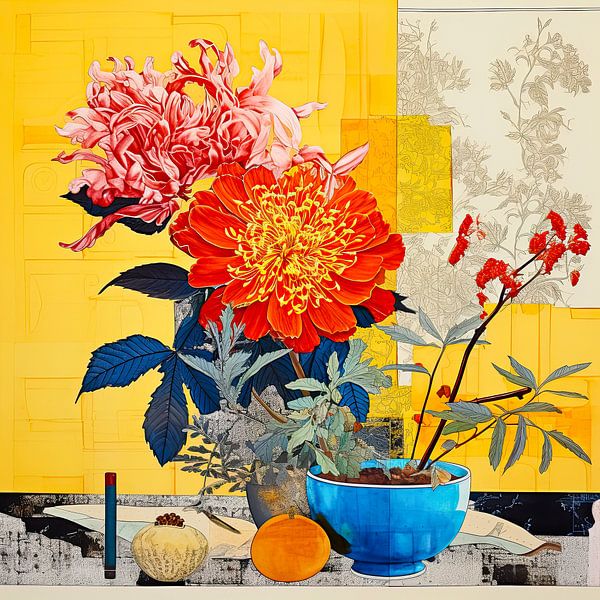 Stilleben mit Sommerblumen von Vlindertuin-Art