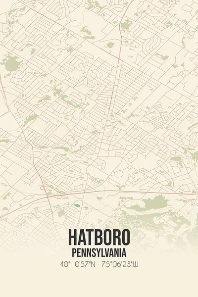 Carte ancienne de Hatboro (Pennsylvanie), USA. par Affiches de lieux