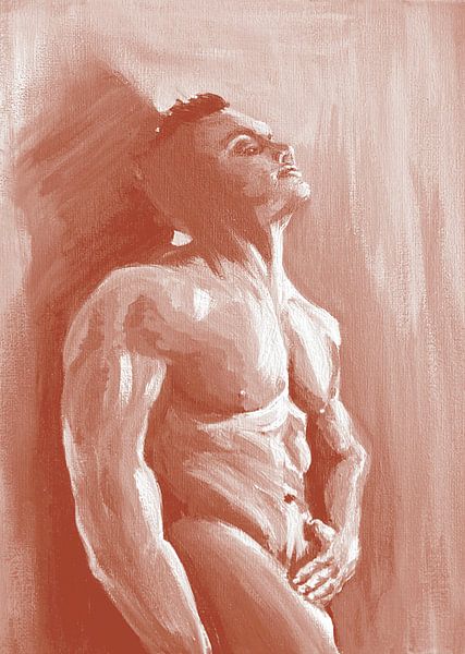 Male fitness terra reddish brown by Krista Kitsz Art