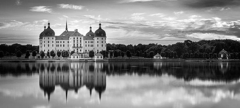 Panorama of Moritzburg Castle in black and white by Henk Meijer Photography