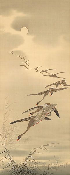 Herde von Gänse und Mond, Ohara Koson von Meisterhafte Meister