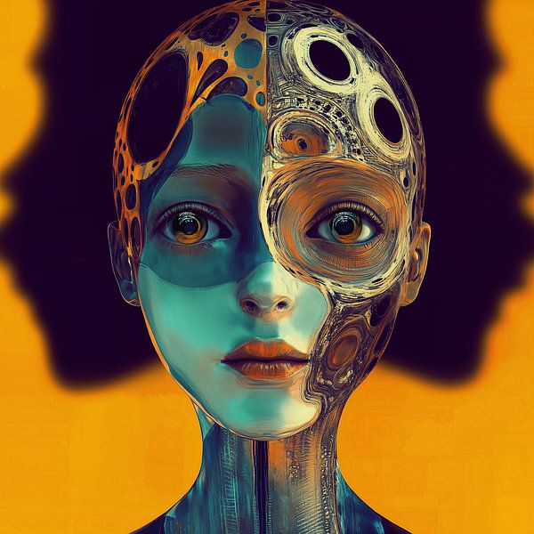 Female portrait with headdress by Ton Kuijpers