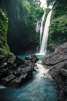 Waterfall on Bali with rocks