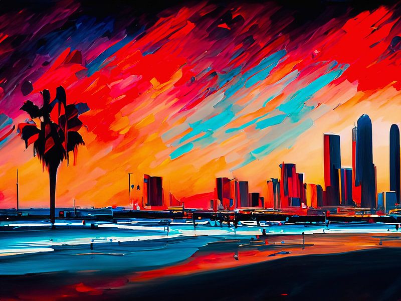 LA Beach and Skyline by Mustafa Kurnaz