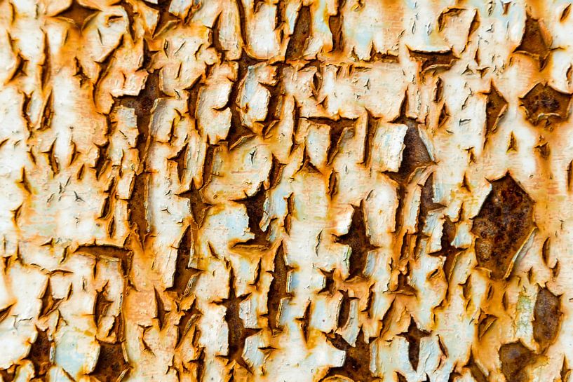 Industrielle Stahlwand voller orangefarbenem Rost von Andreea Eva Herczegh