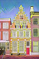 Pop-Art-Gemälde Haarlemer Grachtenhaus