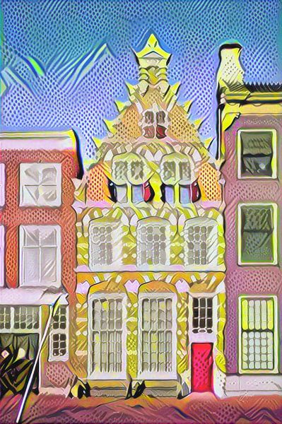 Pop Art Painting Haarlem Canal House by Slimme Kunst.nl
