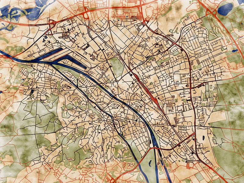 Map of Bamberg with the style 'Serene Summer' by Maporia