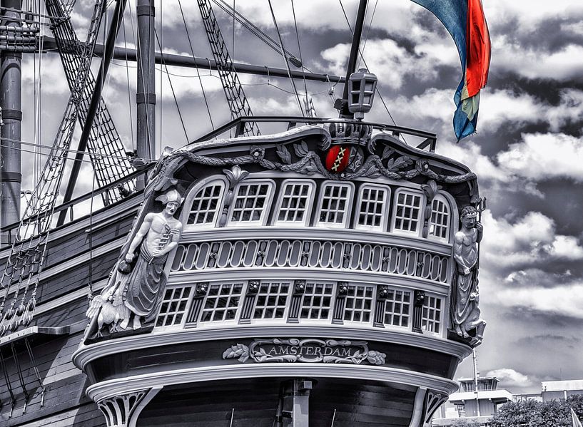 Das Schiff De Amsterdam an einem schönen Sommertag von Hans de Waay