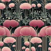 Art Deco Pink Flowers | Wallpaper