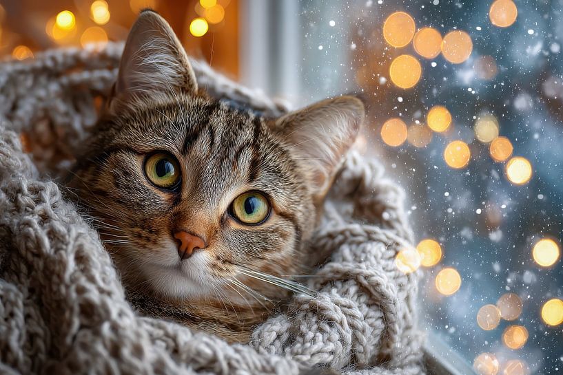 Cozy Cat and Festive Lights by Matthias Hauser
