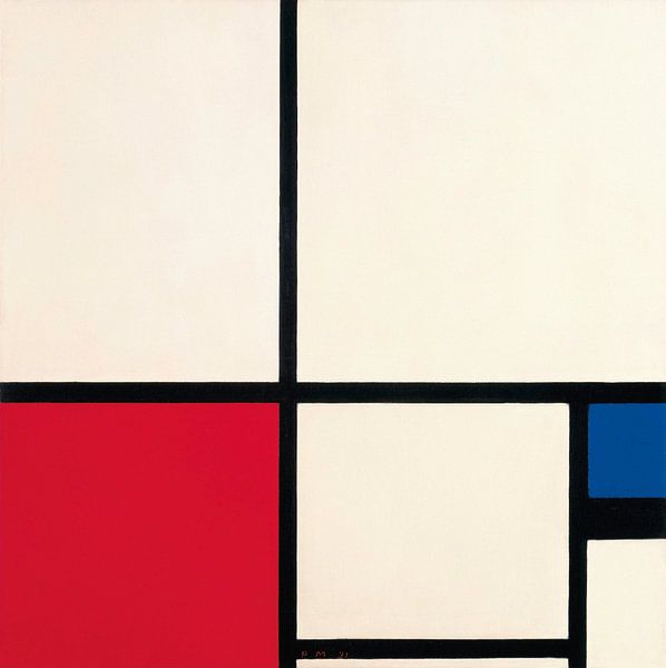 Composition en couleurs / Composition n° I avec rouge et bleu, Piet Mondriaan par Des maîtres magistraux