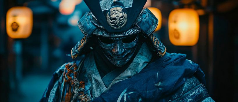 Samurai in a nocturnal city by Poster Art Shop