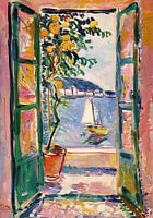 Henri Matisse Style Poster, Méditerranée, fenêtre ouverte, pastel