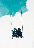 illustration of monkeys: Best friends always