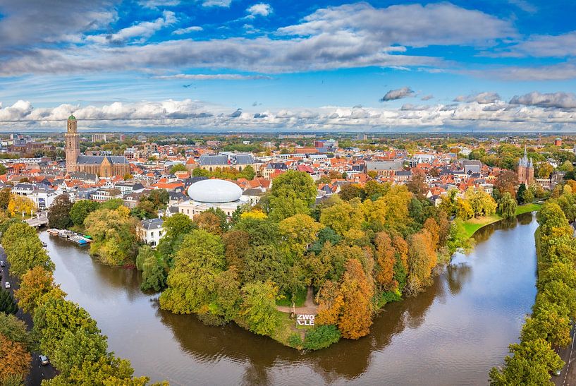 Zwolle city aerial view during a summer sunset by Sjoerd van der Wal Photography