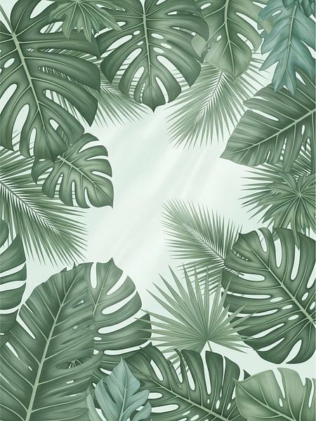 Monstera Dschungel Botanisch Tropisch Blätter Kunst von coretan tangan