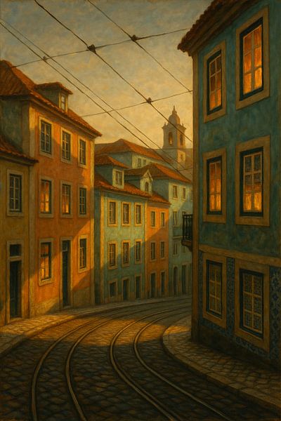 L'Alfama de Lisbonne en ambre - Les tramways dans la lumière dorée par Travel Shop
