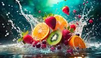 Fruit met waterdruppels