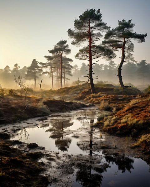 Autumn morning in the Lüneburg Heath by fernlichtsicht