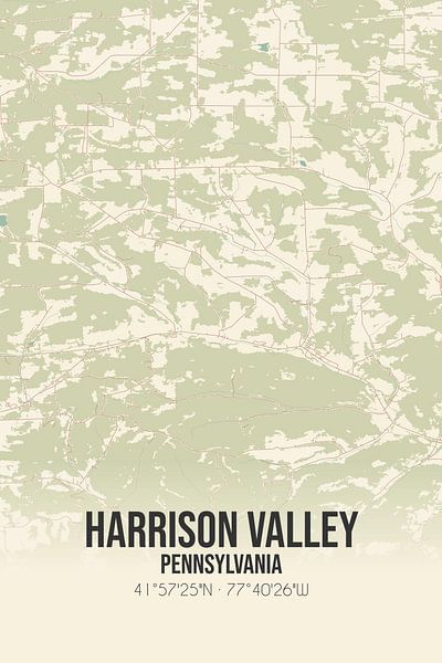 Alte Karte von Harrison Valley (Pennsylvania), USA. von Ortsdrucke