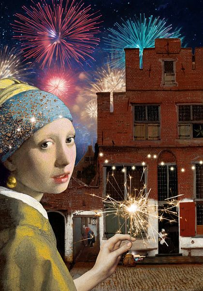 Meisje met de Parel - the Happy New Year Edition par Marja van den Hurk