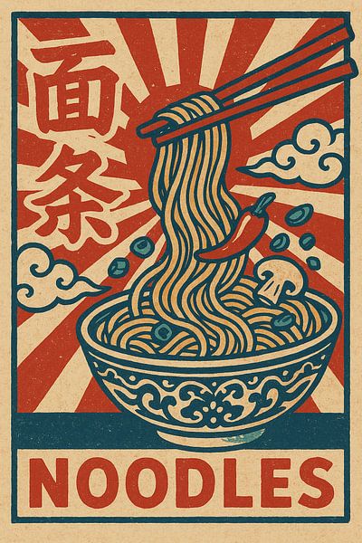 Retro Noodles Poster – Vintage Chinese Food Wall Art by Travel Shop