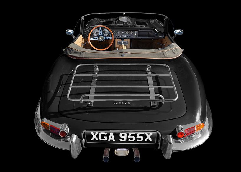 Jaguar E-Type Roadster Series I in schwarz-weiss von aRi F. Huber