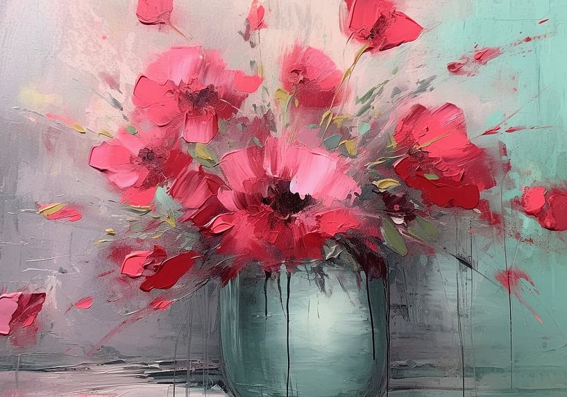 Peinture Liquid Beauty en rouge doux et sarcelle par Color Square