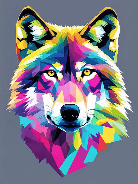 Loup gris Pop Art 4 par MIROKKU
