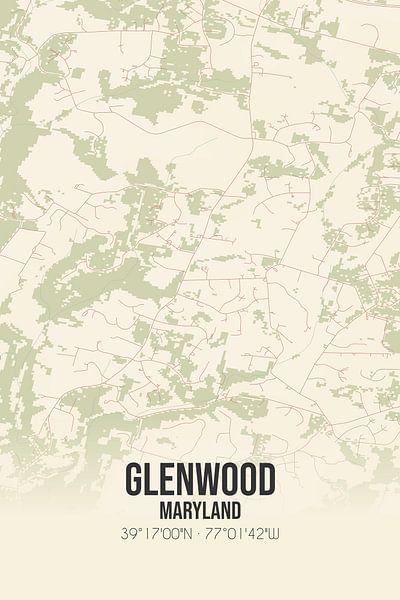 Carte ancienne de Glenwood (Maryland), USA. par Affiches de lieux