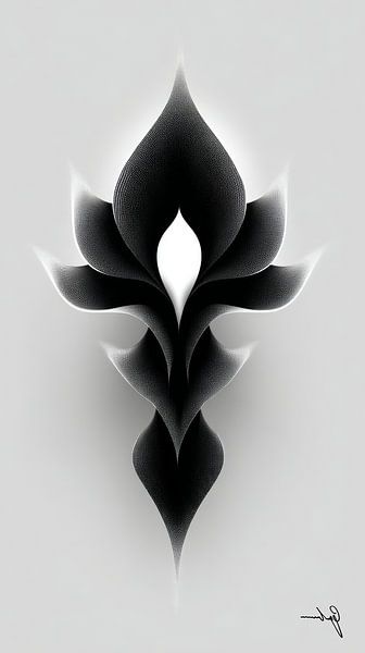 Monochrome Flow - Abstrakte Schwarz-Weiß-Kunst in Bewegung von Gelissen Artworks