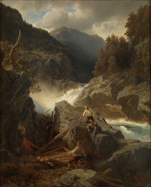Hans Gude, Waterfall in Hallingdal, 1859 by Atelier Liesjes