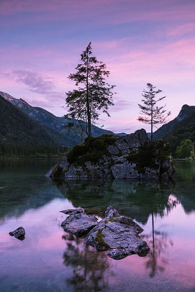 Pink sunset, Hintersee Germany by Bob Slagter
