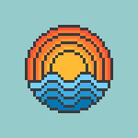 Pixel Art Sun and Ocean