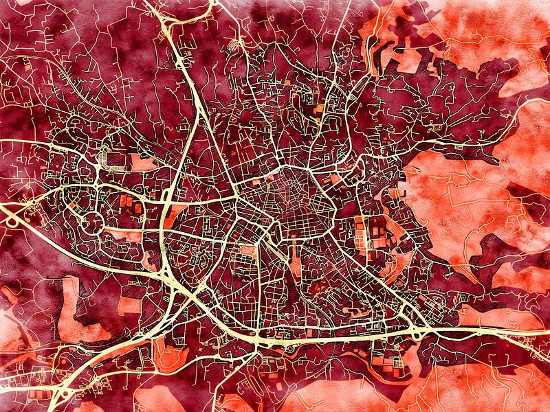 Carte de Aix-en-Provence avec le style 'Amber Autumn' par Maporia