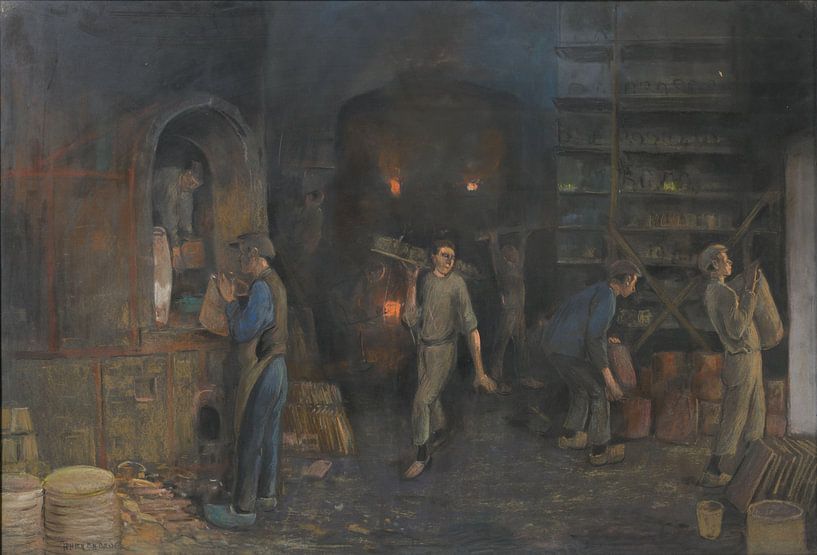 Herman Heijenbrock, Die Töpferfabrik &#039;Goedewagen&#039; in Gouda die Brennöfen von Atelier Liesjes